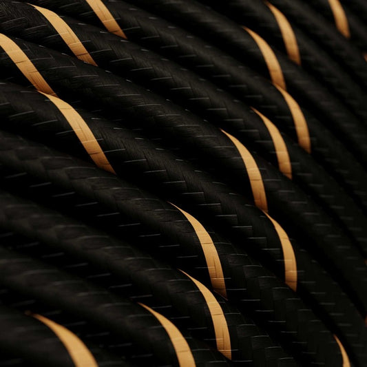 Black and gold textile cable