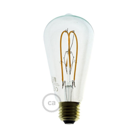 LED ST64 E27 clear double loop 5W 2200K dimmable bulb