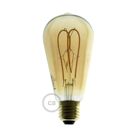 LED ST64 E27 golden double loop 5W 2200K dimmable bulb