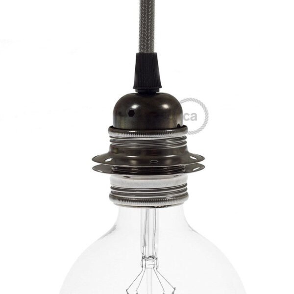 E27 metal lamp holder with double ring nut