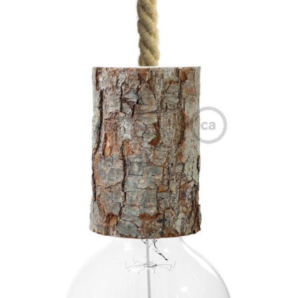 E27 small wooden bark lamp holder