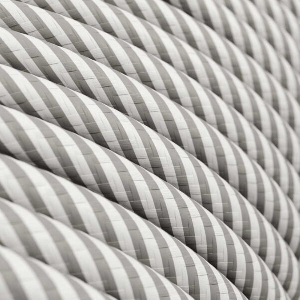 White and silver textile cable