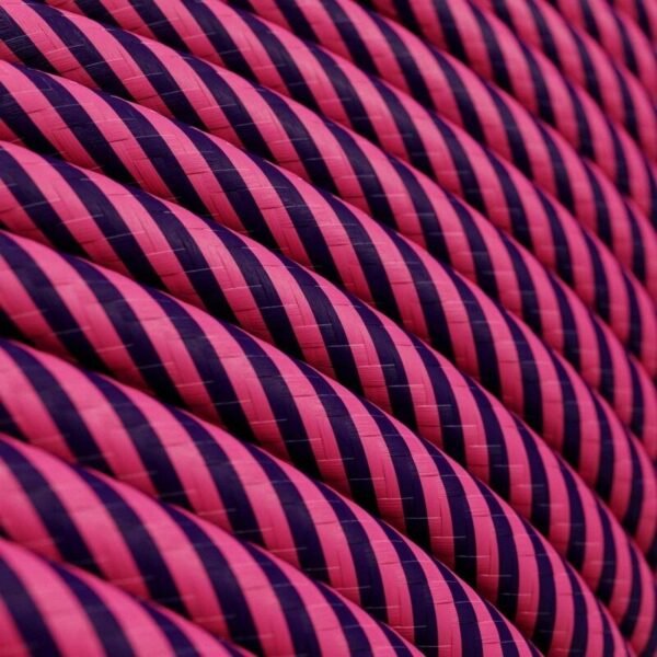Pink and dark purple textile cable