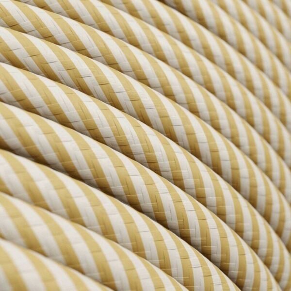 White and creamy brown textile cable