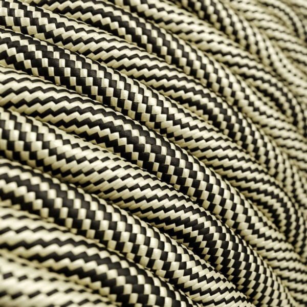 Optical black and gold textile cable
