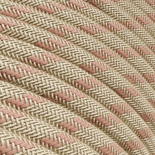 Pink stripes cotton and natural linen cable