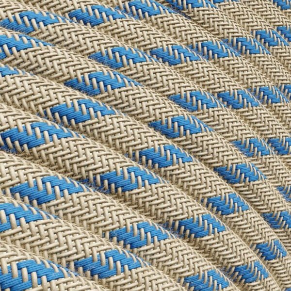 Dark blue stripes cotton and natural linen cable