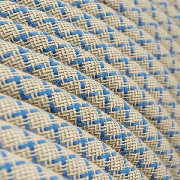 Pattern blue cotton and natural linen cable
