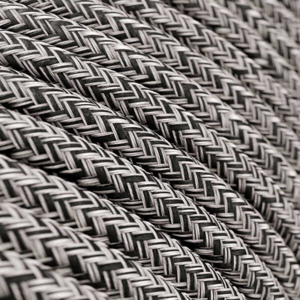 Glittering black cotton and natural linen cable