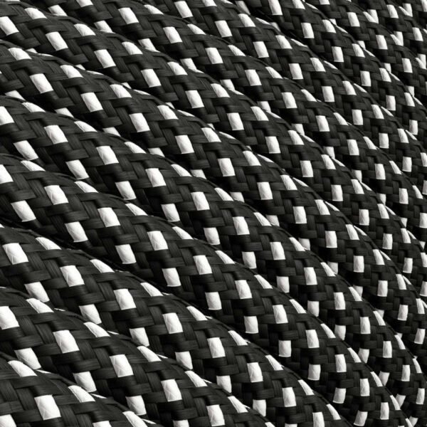 Black and white textile cable