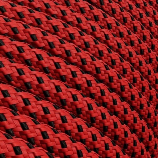 Dark red textile cable