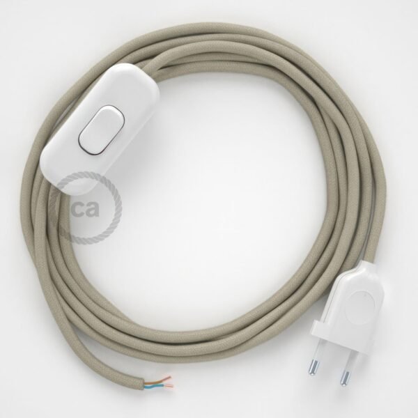 Light brown cotton cable and switch with plug (1,80m)