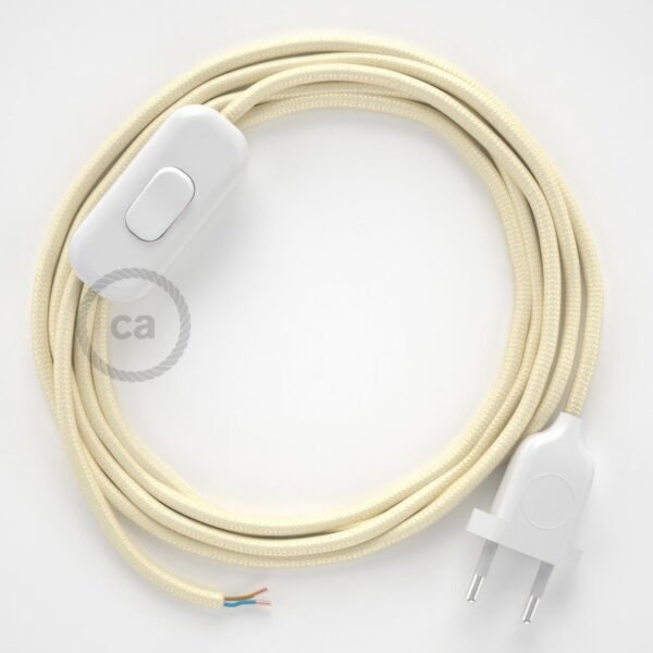 Ivory viscose cable and switch with plug (1,80m)
