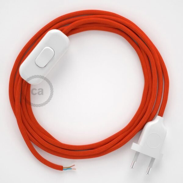 Orange viscose cable and switch with plug (1,80m)