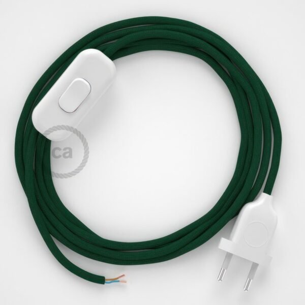 Dark green viscose cable and switch with plug (1,80m)
