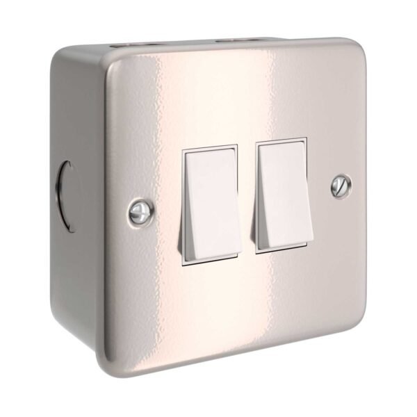 Metal box with double switch for conduits