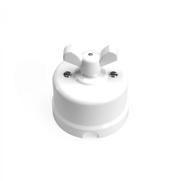 White porcelain switch with butterfly nut