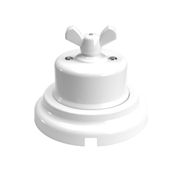 White porcelain switch with butterfly nut and base