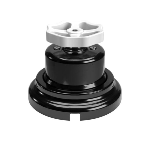 Black porcelain switch with knob and base