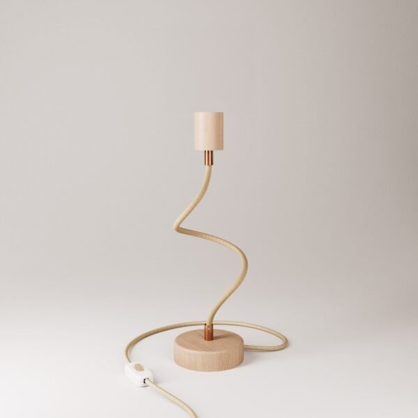 E27 adjustable wooden table lamp with flex cable