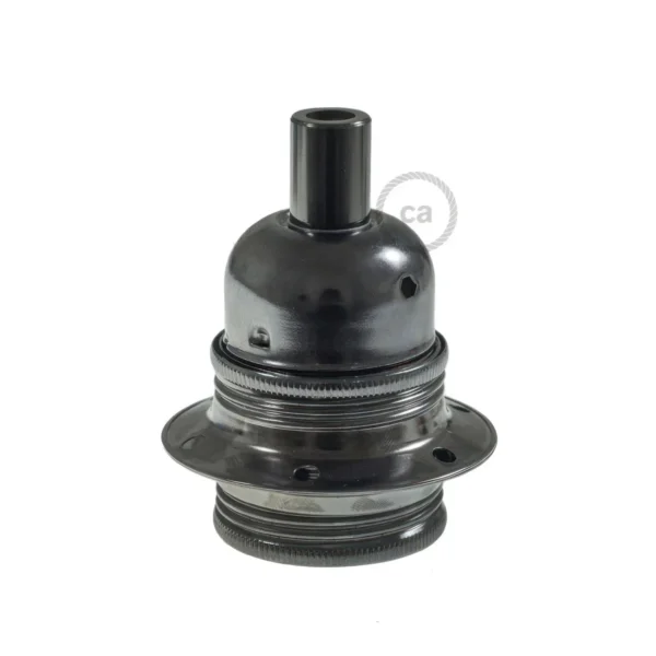 E27 metal lamp holder with double ring nut premium
