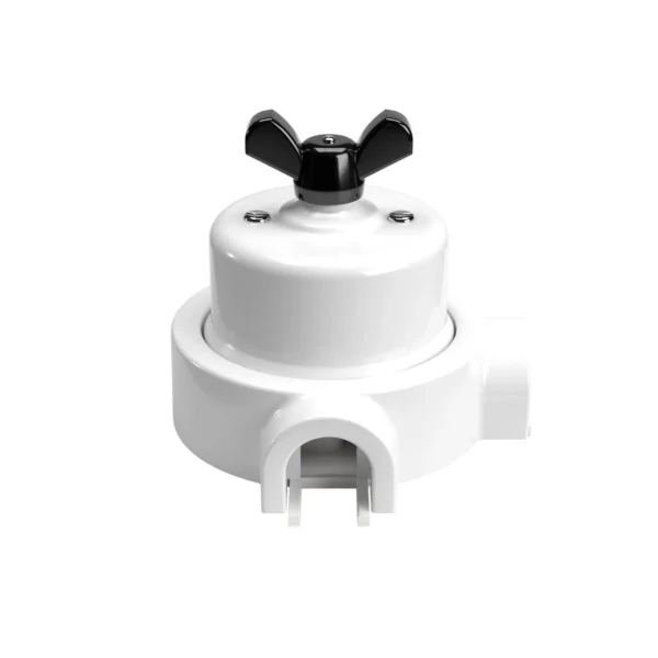 Porcelain switch nr.1 white with base for Conduits 1-3 outputs