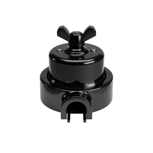 Porcelain switch nr.1 black with base for Conduits 1-3 outputs