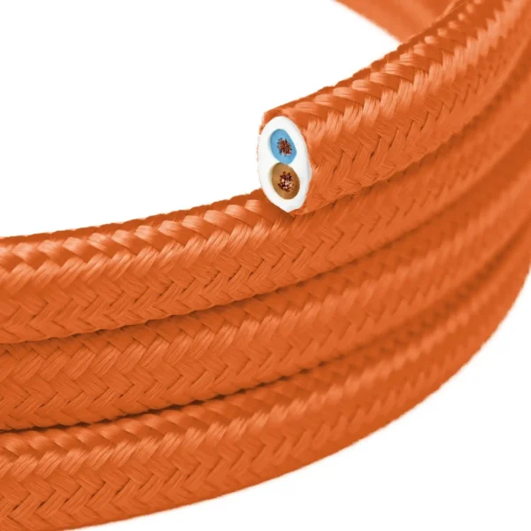 Orange rounded flat textile cable