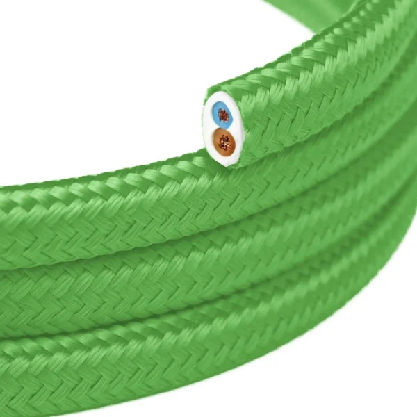 Light green rounded flat textile cable