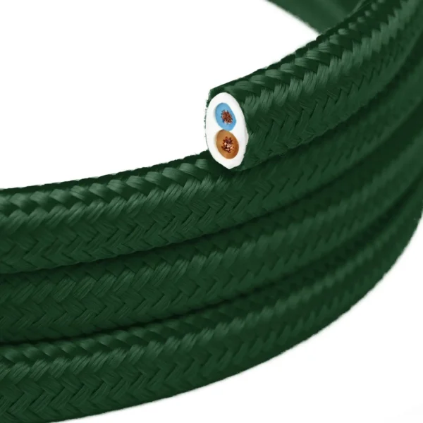Green rounded flat textile cable