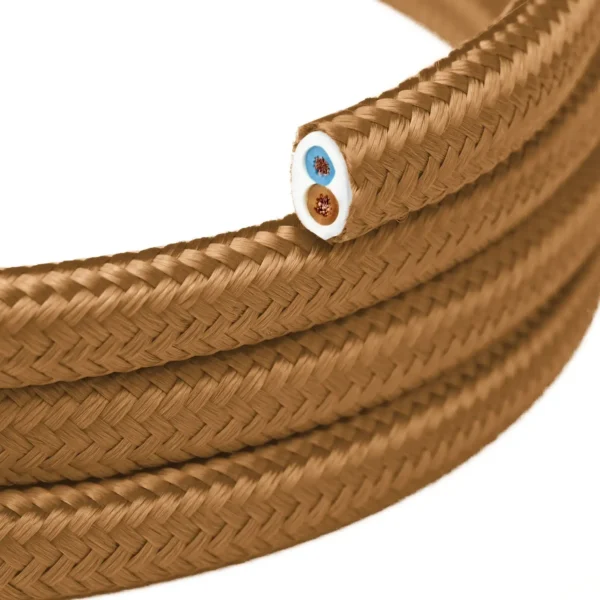 Light brown rounded flat textile cable