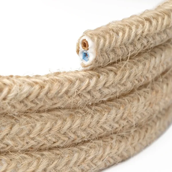 Natural jute rounded flat textile cable