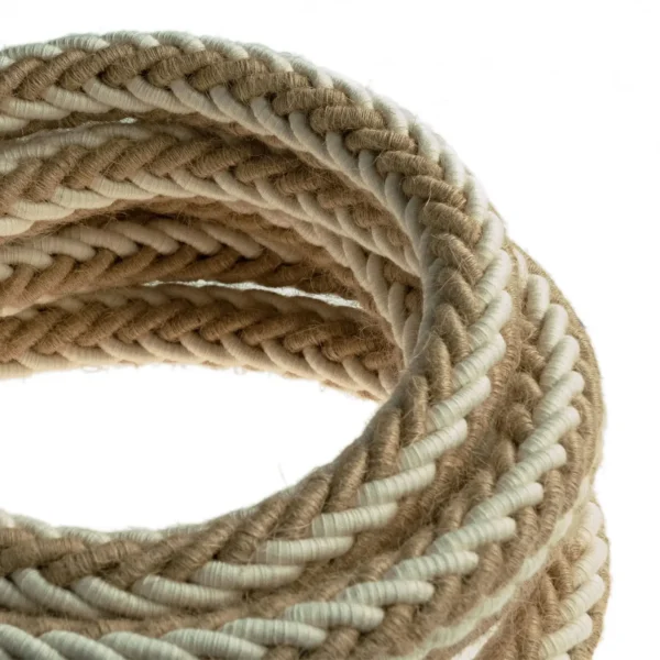 Jute and cotton fabric rope cable 2x0,75. Diameter 24mm