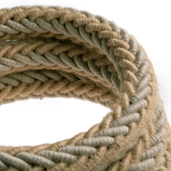 Jute and linen fabric rope cable 2x0,75. Diameter 24mm
