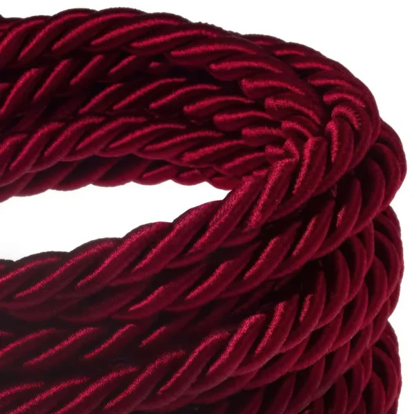Red fabric rope cable 3x0,75. Diameter 16-30mm.