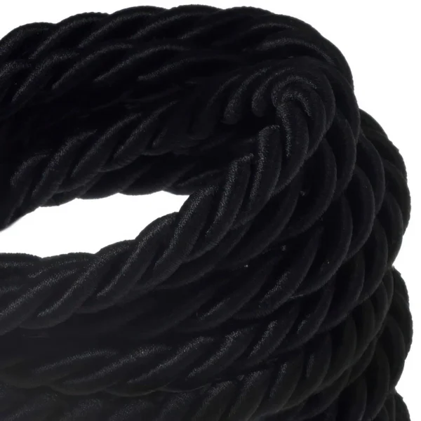 Black fabric rope cable 3x0,75. Diameter 16-30mm.