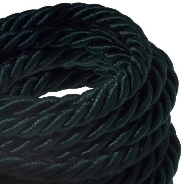 Green fabric rope cable 3x0,75. Diameter 16-30mm.