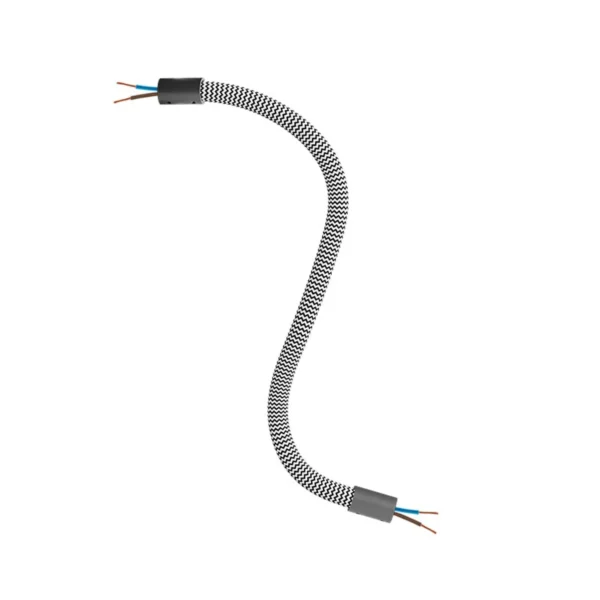 Flexible sturdy cable with black white textile