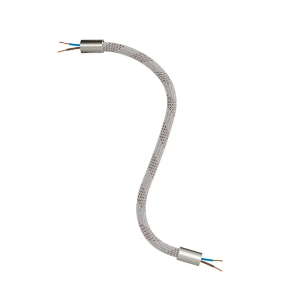 Flexible sturdy cable with white and brown textile
